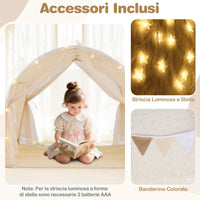 Tenda da gioco interna per letto a castello singolo con stelle luminose al buio, Tenda letto per bambini Beige-Tende e Casette per bambini