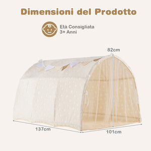 Tenda da gioco interna per letto a castello singolo con stelle luminose al buio, Tenda letto per bambini Beige-Tende e Casette per bambini