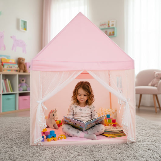 Tenda da gioco per bambini grande tenda casetta con materassino imbottito, Tenda con zanzariera e 2 finestre-Tende e Casette per bambini