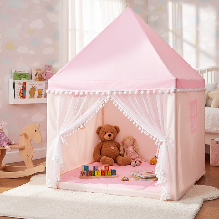 Tenda da gioco per bambini grande tenda casetta con materassino imbottito, Tenda con zanzariera e 2 finestre-Tende e Casette per bambini