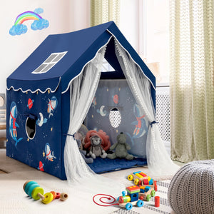 Tenda da gioco con tappetino imbottito rimovibile, Casetta per bambini per interno 121 cmx105cmx137cm Blu-Tende e Casette per bambini