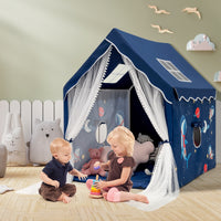 Tenda da gioco con tappetino imbottito rimovibile, Casetta per bambini per interno 121 cmx105cmx137cm Blu-Tende e Casette per bambini