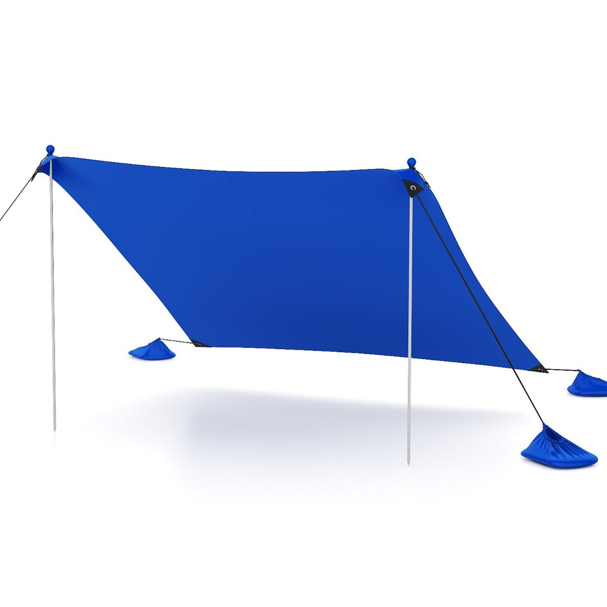 Tenda da spiaggia con parasole 4 sacchetti di sabbia picchetti per il terreno e 2 pali, Tendalino portatile Blu-Gazebo