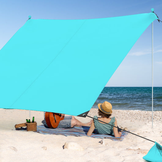 Tenda da spiaggia con parasole 4 sacchetti di sabbia picchetti per il terreno e 2 pali, Tendalino portatile Verde-Gazebo