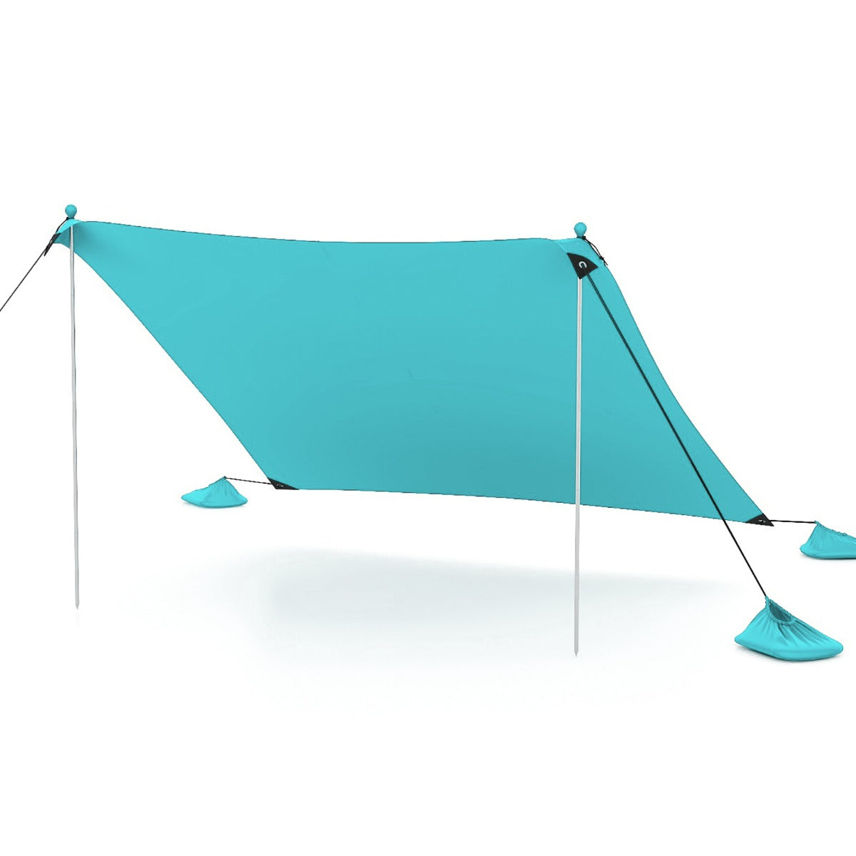 Tenda da spiaggia con parasole 4 sacchetti di sabbia picchetti per il terreno e 2 pali, Tendalino portatile Verde-Gazebo