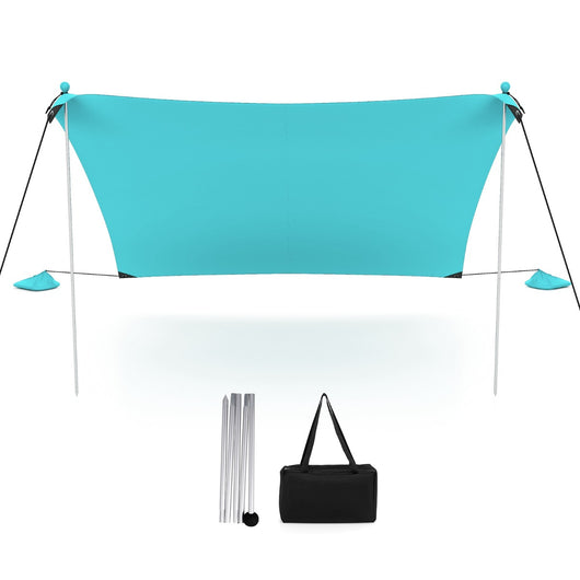 Tenda da spiaggia con parasole 4 sacchetti di sabbia picchetti per il terreno e 2 pali, Tendalino portatile Verde-Gazebo
