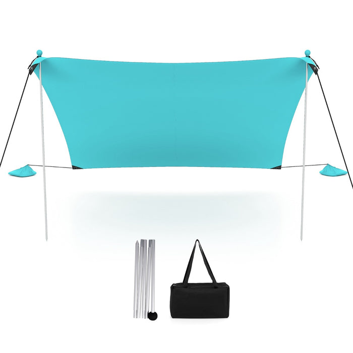 Tenda da spiaggia con parasole 4 sacchetti di sabbia picchetti per il terreno e 2 pali, Tendalino portatile Verde-Gazebo