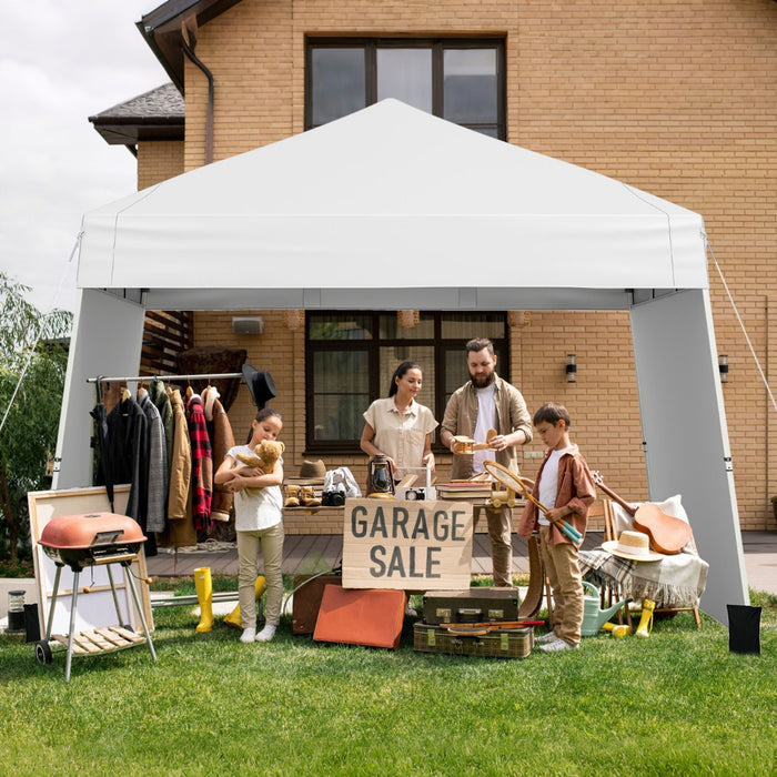Tenda gazebo con pareti laterali convertibili in tenda da sole, Rifugio solare da esterno pieghevole Bianco-Gazebo