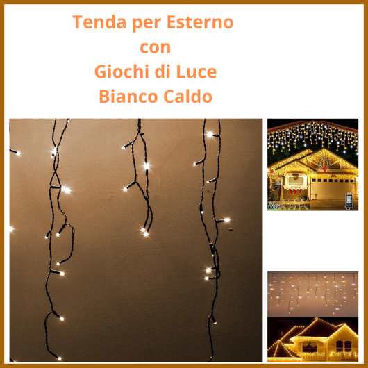 Luci di Natale da esterno catena luminosa tenda led bianco caldo decorazioni natalizie vintage  addobbi natalizi luce