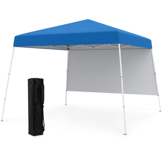 Tenda per eventi in spiaggia per feste commerciali per patio esterno pieghevole, Tenda pop-up con 1 parete laterale zaino portatile Blu-Tende parasole