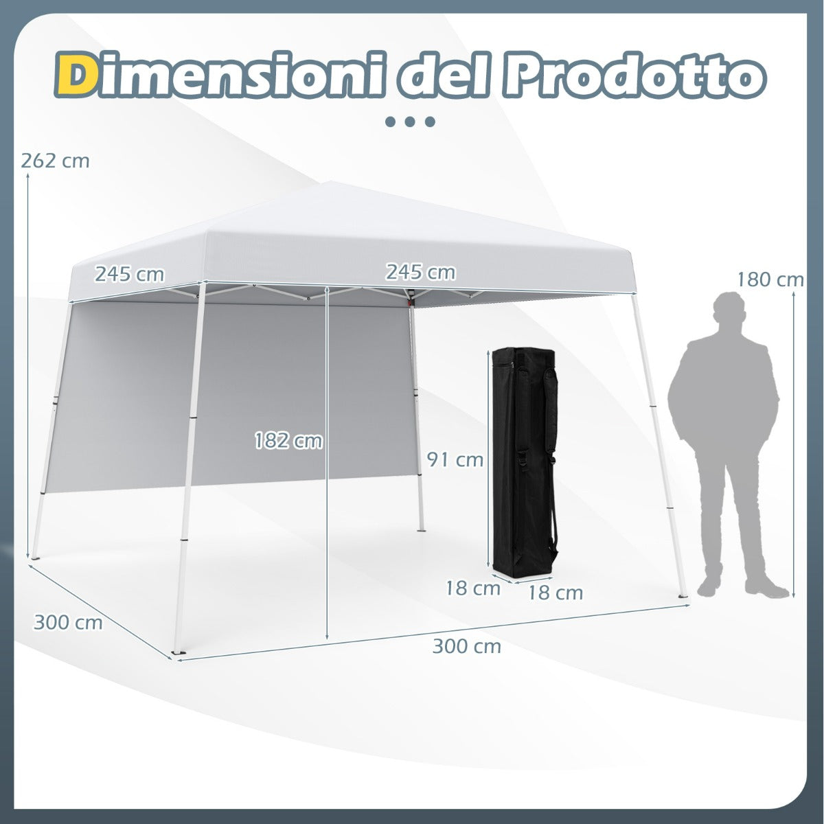 Tenda pop-up con 1 parete laterale e zaino portatile, Riparo per patio esterno pieghevole gazebo per spiaggia Bianco-Tende parasole