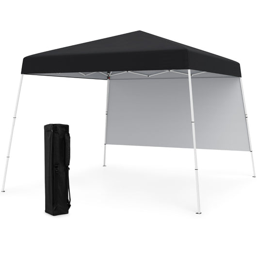 Tenda pop-up con 1 parete laterale e zaino portatile, Riparo per patio esterno pieghevole gazebo per spiaggia Nero-Tende parasole