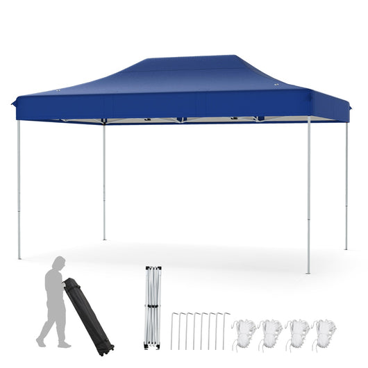 Tenda pop-up per impieghi gravosi con fori di drenaggio borsa con ruote, Tenda facile installazione Blu scuro-Gazebo