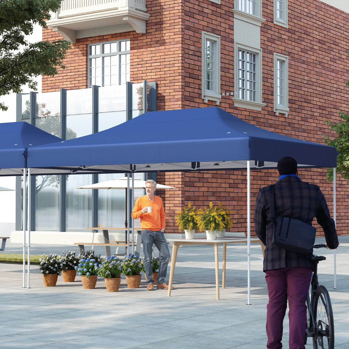 Tenda pop-up per impieghi gravosi con fori di drenaggio borsa con ruote, Tenda facile installazione Blu scuro-Gazebo