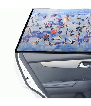 Tendina Parasole A Rullo 58 X 125 Cm Tema Spazio Per Auto Finestrini Parabrezza         