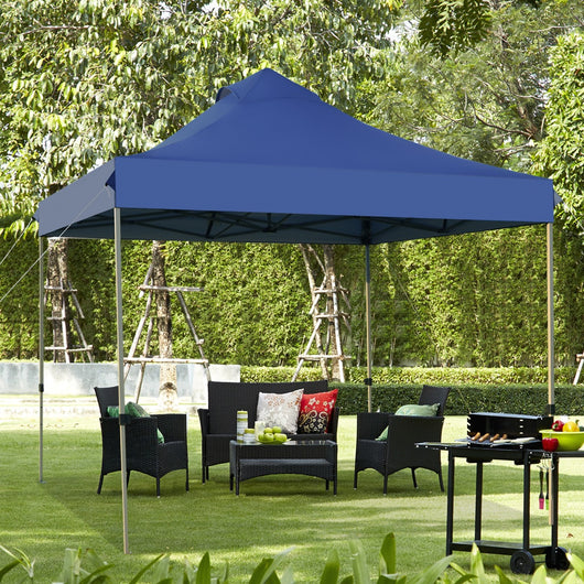 Tendone pop up 3x3m pieghevole impermeabile con borsa a ruote, Tenda da festa all'aperto facile da montare Blu-Gazebo