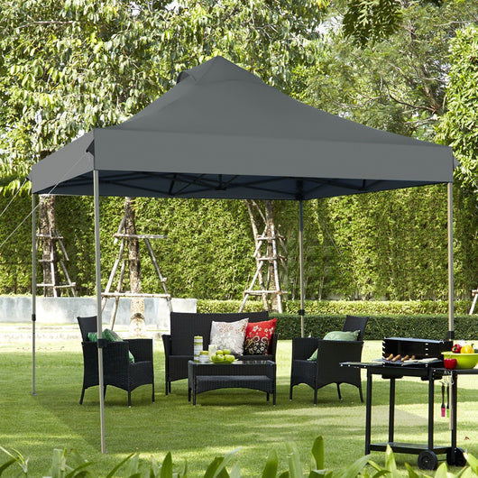 Tendone pop up 3x3m pieghevole impermeabile con borsa a ruote, Tenda da festa all'aperto facile da montare Grigio scuro-Gazebo