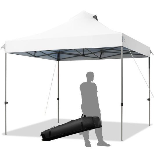 Tendone pop up 3x3m pieghevole impermeabile con borsa a ruote, Tenda da festa all'aperto facile da montare Bianco-Gazebo