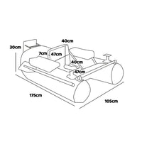 Tendy - Belly boat Barca da pesca gonfiabile in PVC con doppia camera d'aria, 175 cm