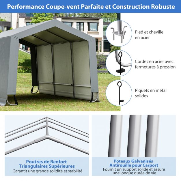 Capannone Garage per Auto 290 x 490 cm Tenda Stoccaggio in Acciaio Ricovero per Auto per Tutte Le Stagioni per Barca SUV 20_0007631