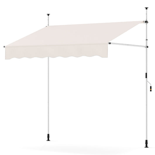 Tenda da sole retrattile 200 cm x 120 cm regolabile 210-300 cm con moderna manovella poliestere bianco 20_0013639
