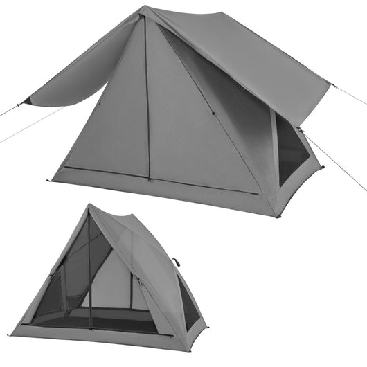 Tenda da campeggio pop-up per 2-3 persone Tenda impermeabile trasparente unidirezionale a 360° con antivento 225x145x161 cm Grigio 20_0009525