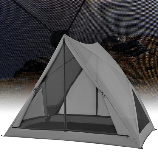 Tenda da campeggio pop-up per 2-3 persone Tenda impermeabile trasparente unidirezionale a 360° con antivento 225x145x161 cm Grigio 20_0009525