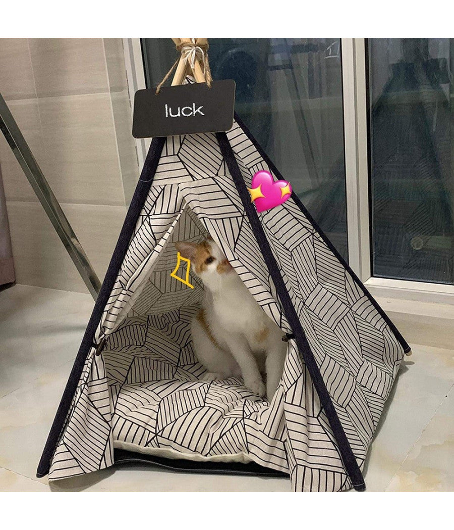 Tepee Letto Cuscino Lavagna Rimovibile Lavabile Portatile Per Animali 50x50x70cm         