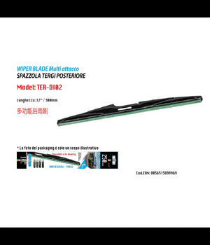 Tergi Posteriore Spazzola Universale 12" / 300mm Multi Attacco Ricambio Per Auto         