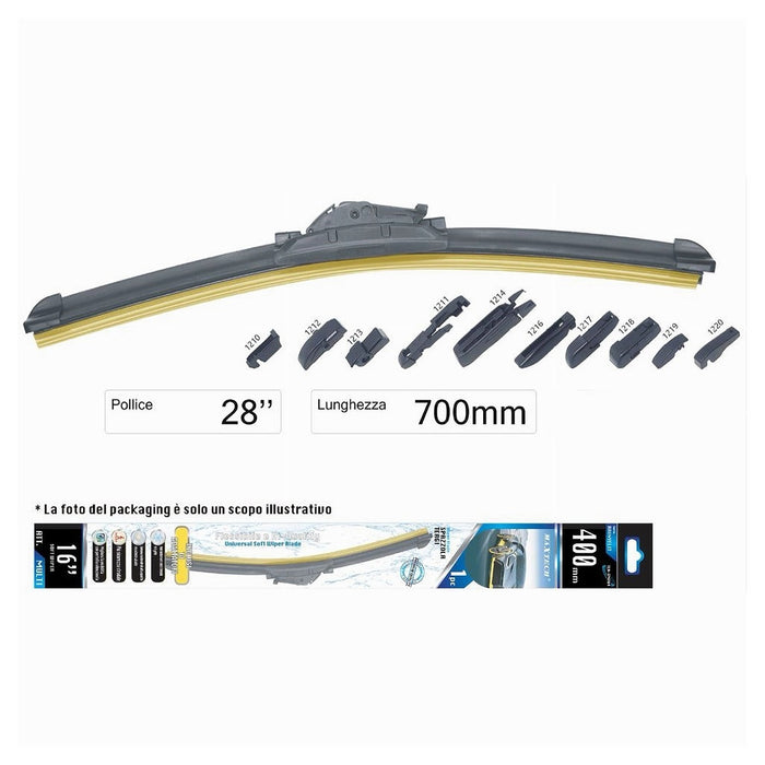 Tergicristallo Multi Attacco Per Auto Universale 28" / 700mm Spazzola Ter-unv016         