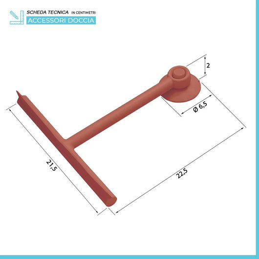 Tergivetro doccia rosso in plastica antigraffio con ventosa Spring