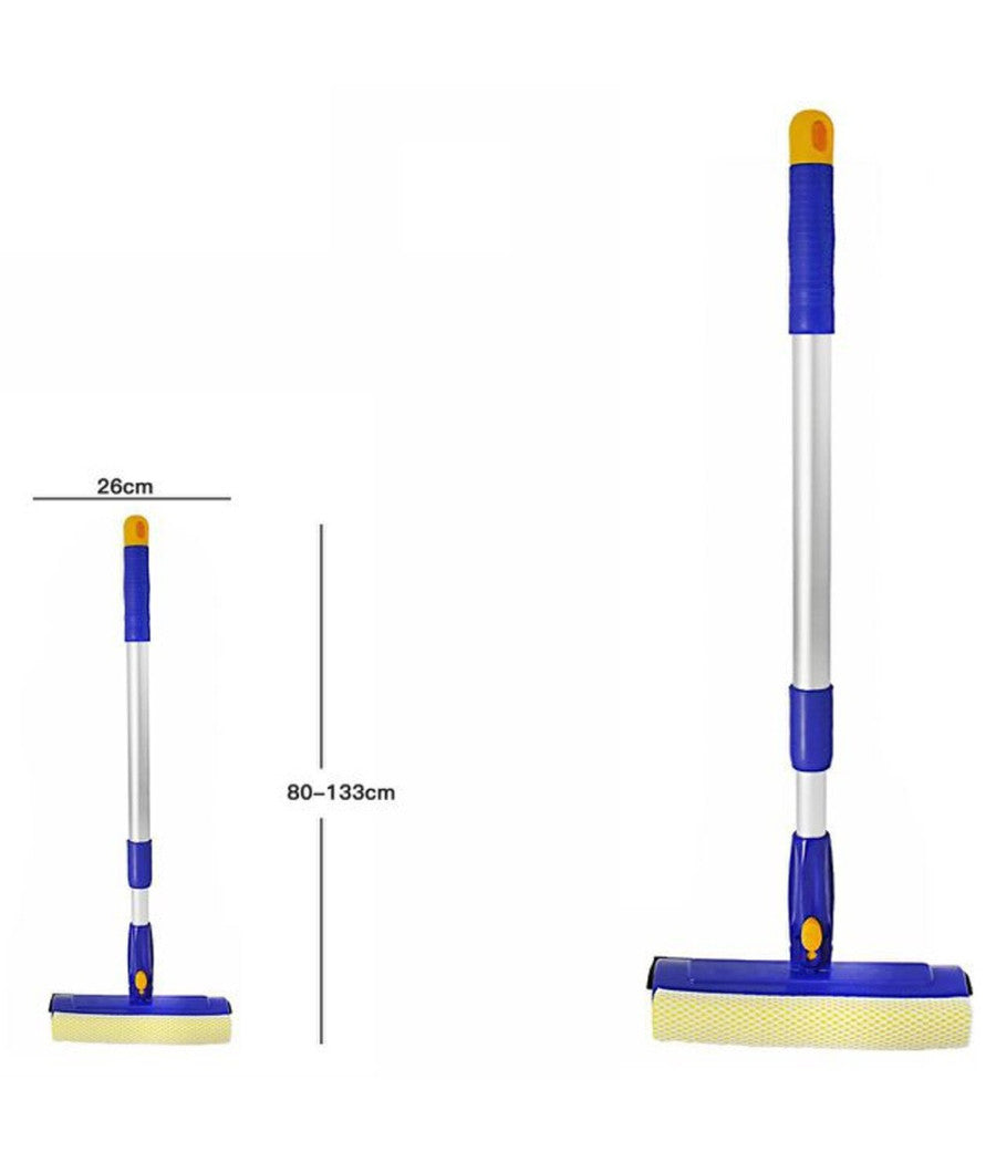 Tergivetro Raschietto Allungabile Vetri Grandi Manico Telescopico Testa Rotante         