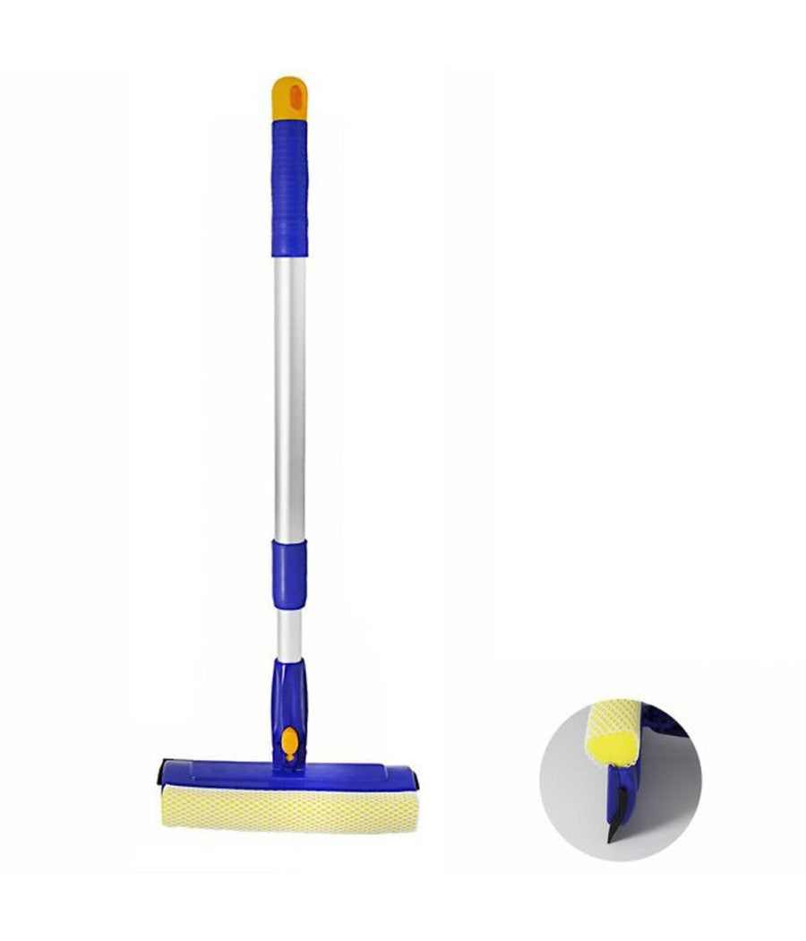 Tergivetro Raschietto Allungabile Vetri Grandi Manico Telescopico Testa Rotante         