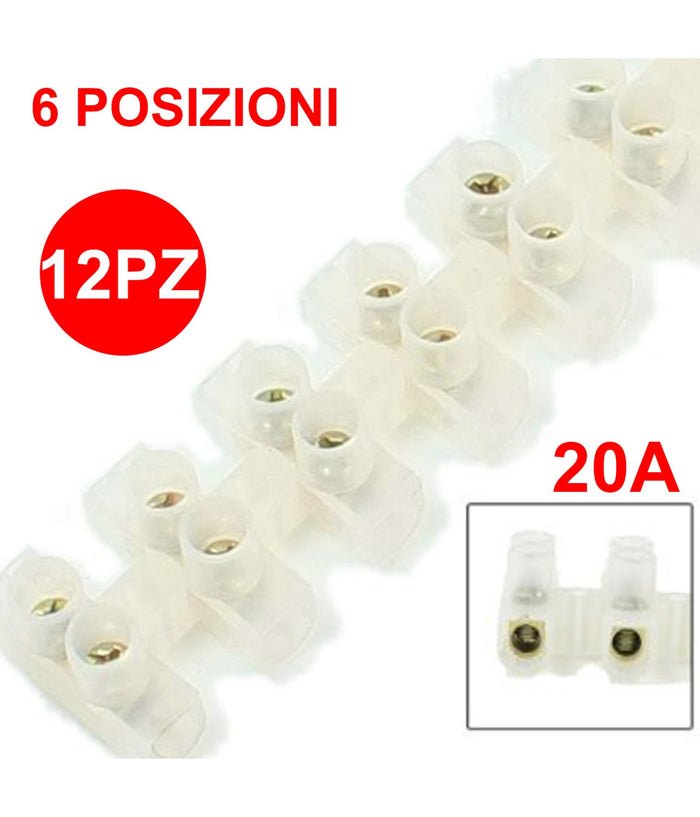 Terminal Block Connettore Terminali Morsetti Per Cavi Elettrici 6 Posizioni 20 A         