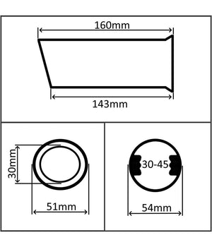 Terminale Di Scarico Diametro 30-45mm Lunghezza 160mm Copertura Cromata Marmitta         