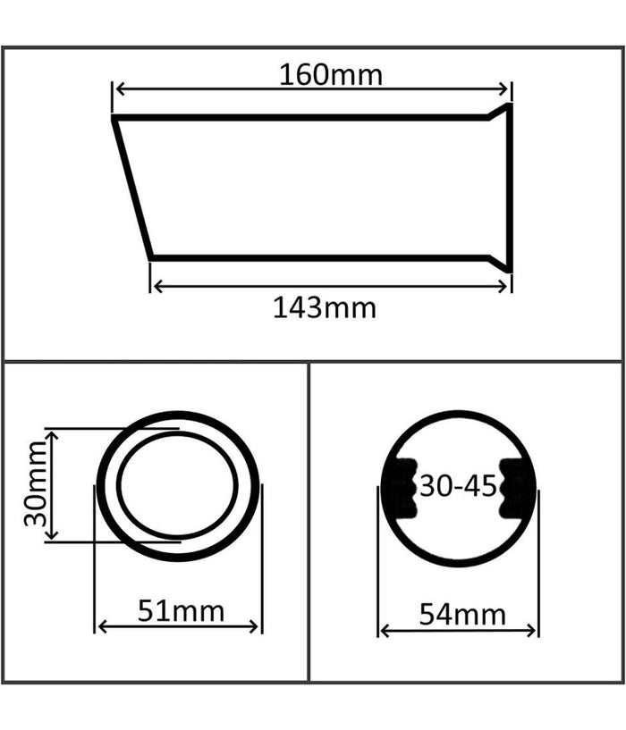 Terminale Di Scarico Diametro 30-45mm Lunghezza 160mm Copertura Cromata Marmitta         