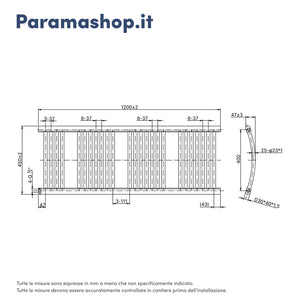 Termoarredo scaldasalviette 1200x450 bianco interasse 400 | Orione