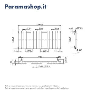 Termoarredo scaldasalviette 1200x500 bianco interasse 450 | Sirio