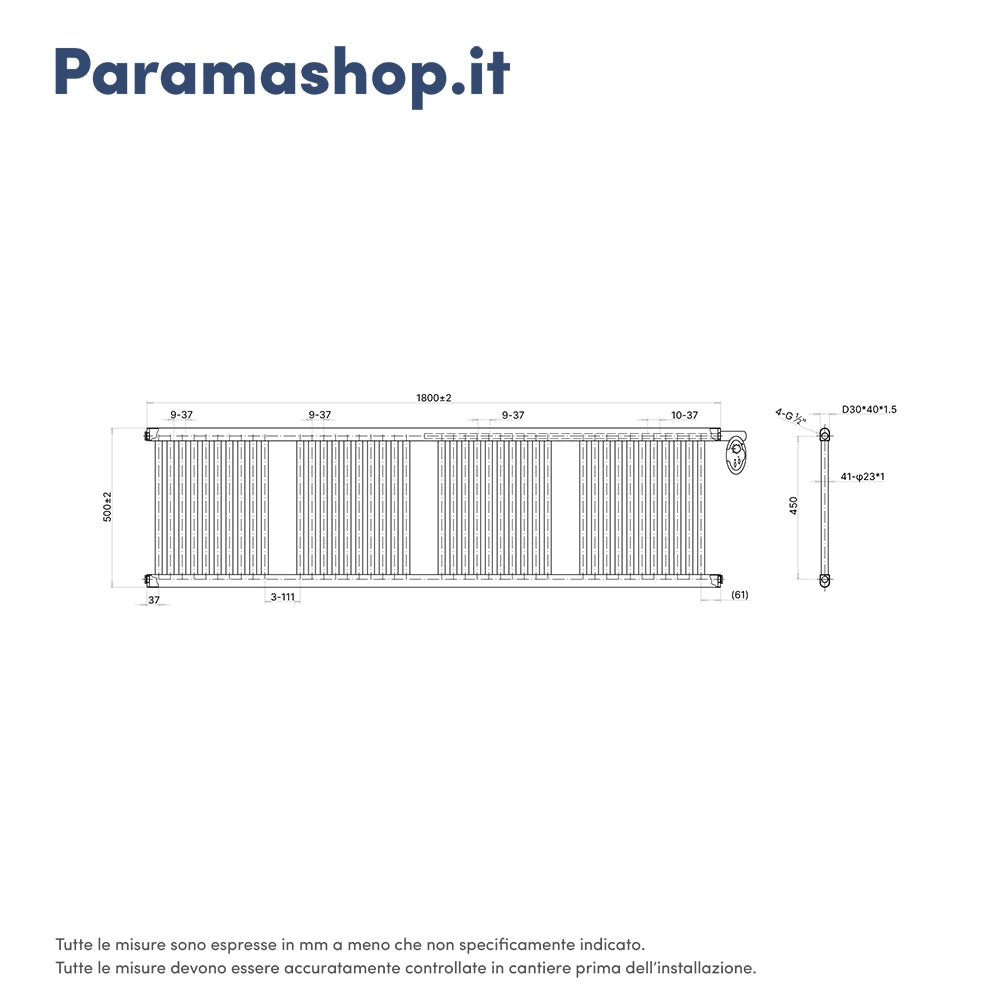 Termoarredo scaldasalviette elettrico 1800x500 bianco | Antares