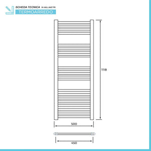 Termoarredo bagno scaldasalviette 50x112 cromo curvo interasse 45 cm
