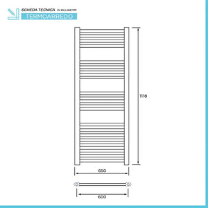 Termoarredo bianco scaldasalviette 65x120 interasse 60 cm