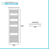 Termoarredo bianco scaldasalviette L 55x150 interasse 50 cm Opera