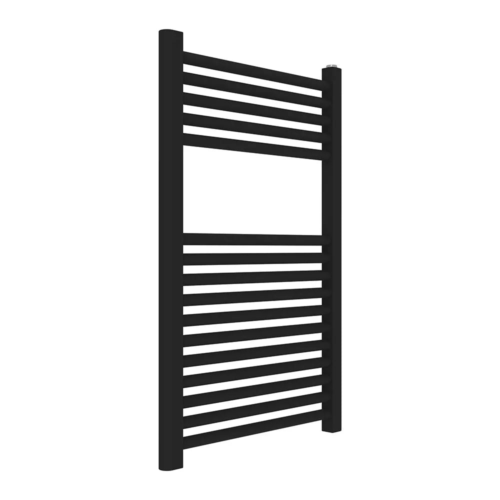 Termoarredo design nero opaco L 50x77 interasse 45 cm completo di valvole