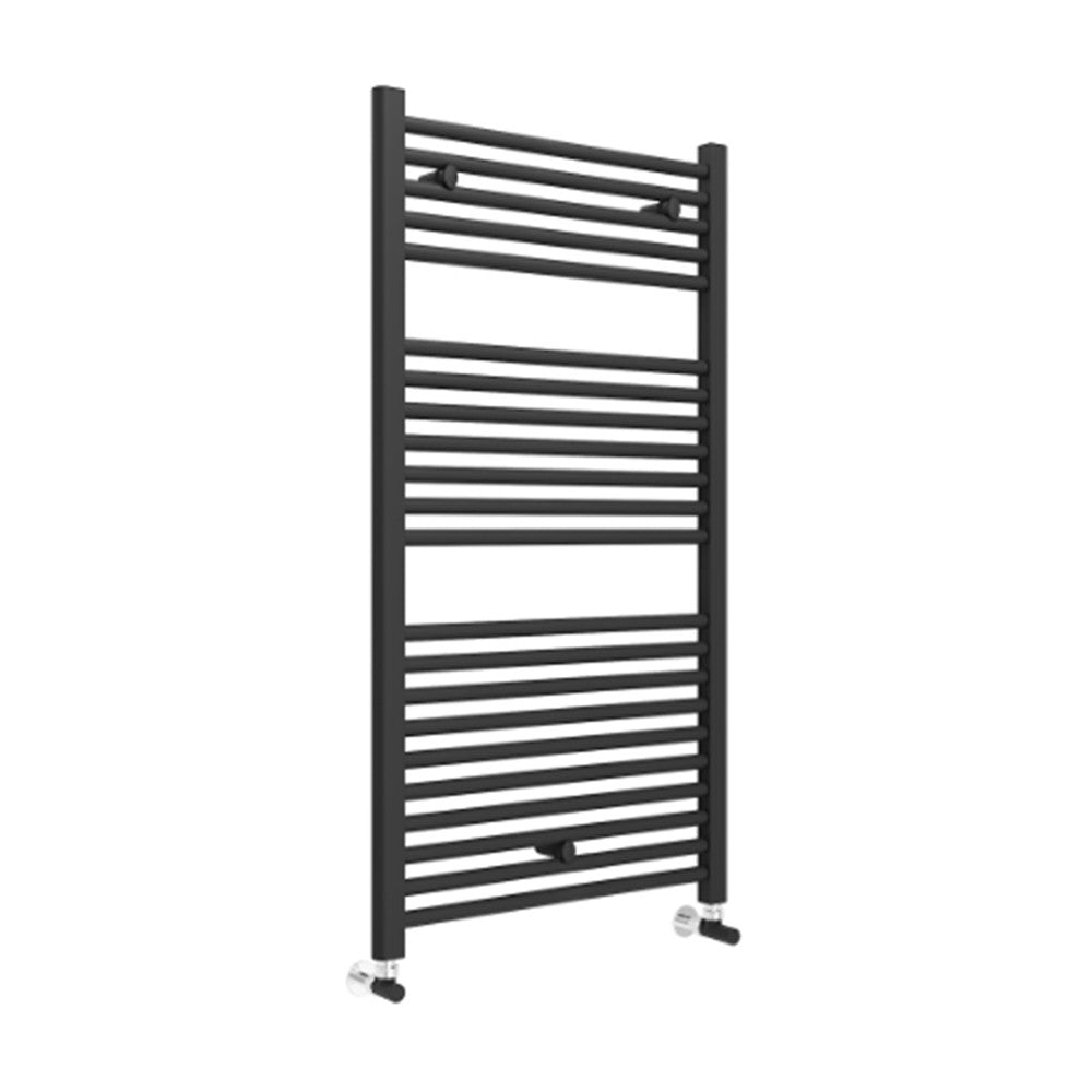 Termoarredo design nero opaco L 60x110 interasse 55 cm con Kit valvole