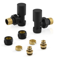 Termoarredo design nero opaco L 60x180 interasse 55 cm con Kit valvole