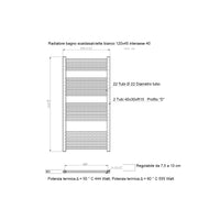 Scaldasalviette termoarredo 120x45 bianco interasse 40 cm idraulico