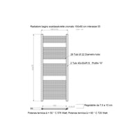Scaldasalviette termoarredo 150x60 cromato interasse 55 cm idraulico