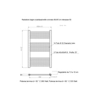 Scaldasalviette termoarredo 80x55 cromato interasse 50 cm idraulico