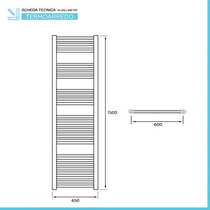 Termoarredo scaldasalviette bianco 65x150 interasse 60 cm