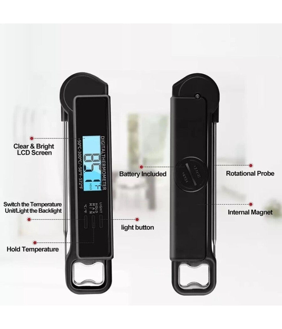 Termometro Da Cucina Digitale Con Sonda Alimenti Bevande -50° A 300° C Tp-660         